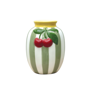 Vase cerise rayure vert