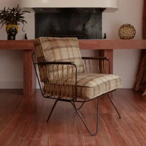 Fauteuil Croisette - velours tartan - Honoré Déco